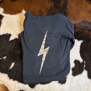 Aviator Nation Charcoal Silver Lightning Bolt Full Zip Hoodie